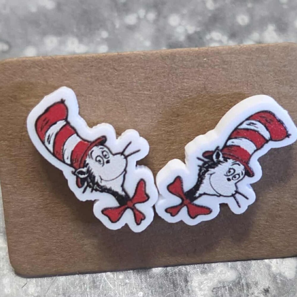 Cat in the Hat Stud Earrings